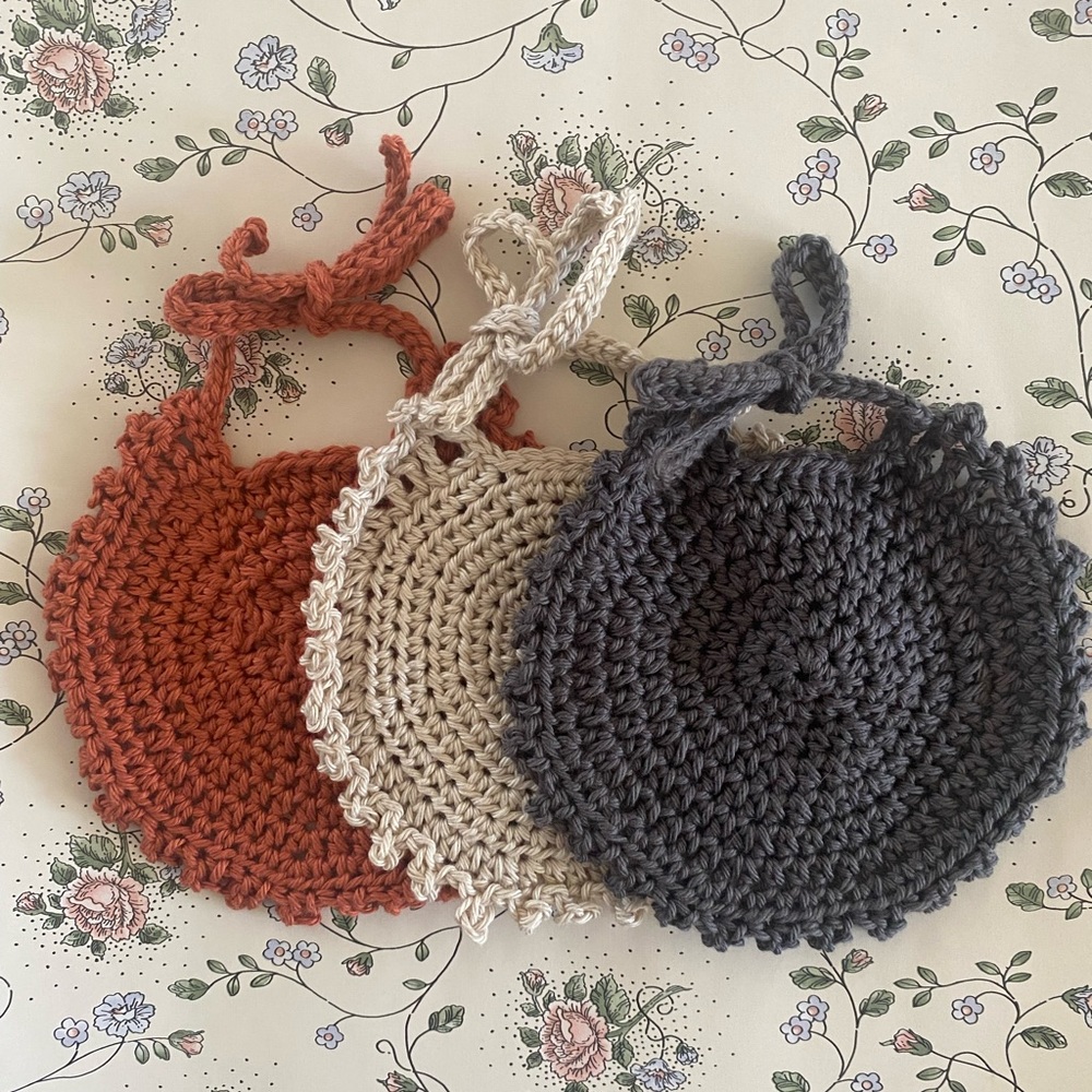 Crochet Baby Bib 3 pc set Heirloom Baby Shower Gift 100% Cotton Handmade